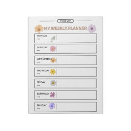 Bloc De Notas Página de planificador semanal floral