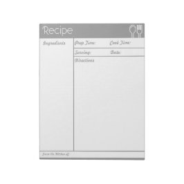 Bloc De Notas Página de Receta Gris Simple Sin Línea