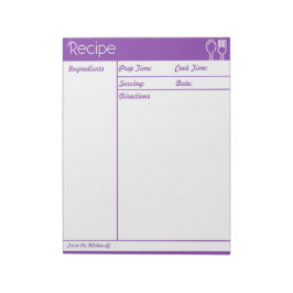 Bloc De Notas Página de Receta Púrpura Simple Sin Línea