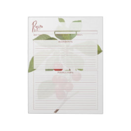 Bloc De Notas Páginas botánicas de recetas de cerezo rojo