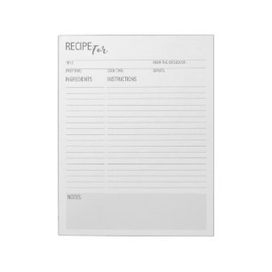Bloc De Notas Páginas de recetas limpias y simples detalladas en