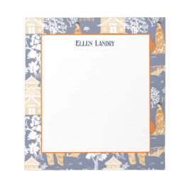 Bloc De Notas Pagodas Chinoiserie naranja y azul
