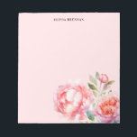 Bloc De Notas Painterly Peonies Diseño de Rubor floral refinado<br><div class="desc">Painterly Peonies Diseño de Rubor floral refinado con nombre</div>
