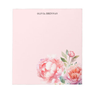 Bloc De Notas Painterly Peonies Diseño de Rubor floral refinado