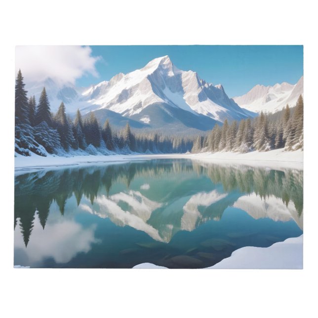 Bloc De Notas Paisaje Panorámico Montañas Lago Naturaleza Tranqu (Frente)