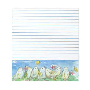 Bloc De Notas Pájaros Campo Valla Mariposa Flor Pradera