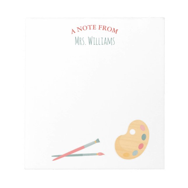 Bloc De Notas Paleta de arte Notepad del profesor personalizado (Frente)