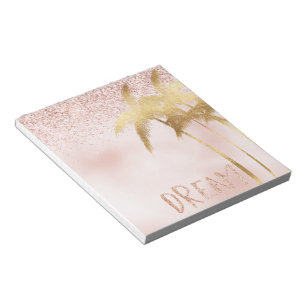 Bloc De Notas Palm Trees Oro Ombre Rosa Purpurina Sueño