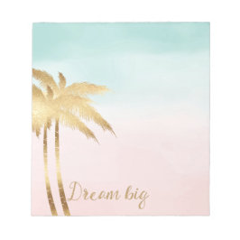 Bloc De Notas Palm Trees Tropicales Mint Pink Ombre de oro sueña