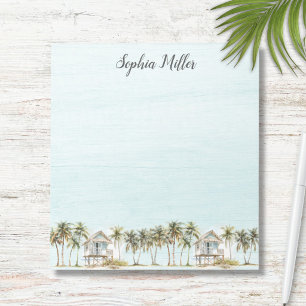 Bloc De Notas Palmeras de coco con monograma en acuarela en la p