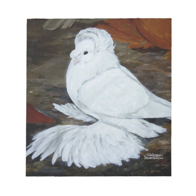 Bloc De Notas Paloma de trompeta blanca inglesa (Frente)