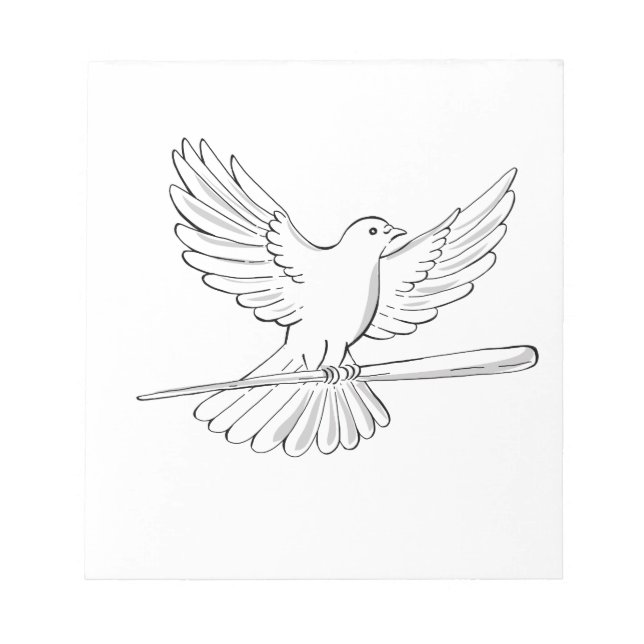 Bloc De Notas Paloma volando con dibujo de bastón (Frente)