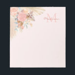 Bloc De Notas Pampas Grass Rosa Gold Florines Nombre Monograma<br><div class="desc">Esta elegante taberna está decorada con pasto de pampas acuáticas,  eucalipto,  flores y hojas secas sobre un fondo rosa y ruidoso. Personalizable fácil. Porque creamos nuestra obra de arte no encontrarás esta imagen exacta de otros diseñadores. Acuarela original © Michele Davies.</div>