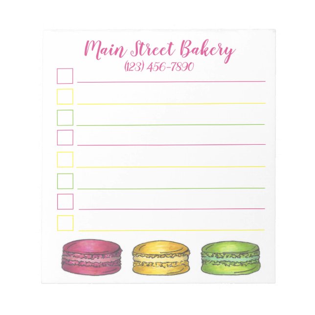 Bloc De Notas Panadería francesa Macaron cocina pastelería perso (Frente)
