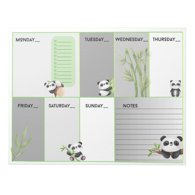 Bloc De Notas Panda cutie A4 semanal planner (Frente)