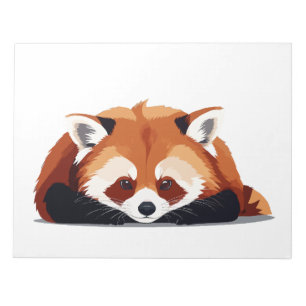 Bloc De Notas Panda Rojo Adorable Cute Animal Dormido Relajante