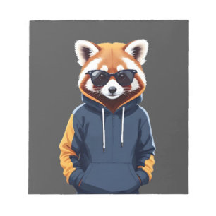 Bloc De Notas Panda Rojo Con Hoodie Funny Guay Animal Music