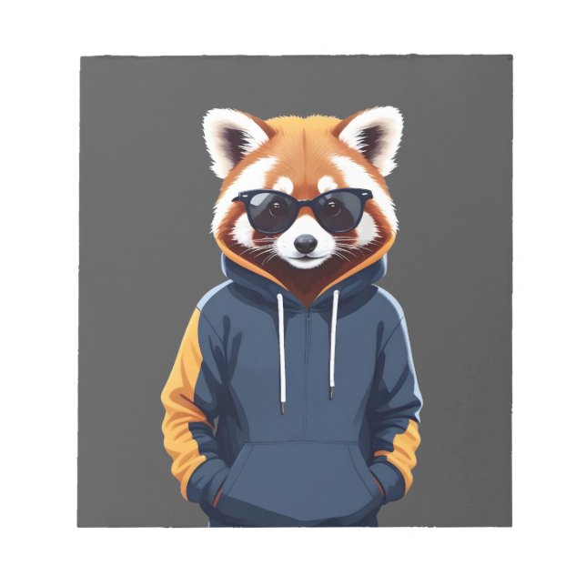 Bloc De Notas Panda Rojo Con Hoodie Funny Guay Animal Music (Frente)