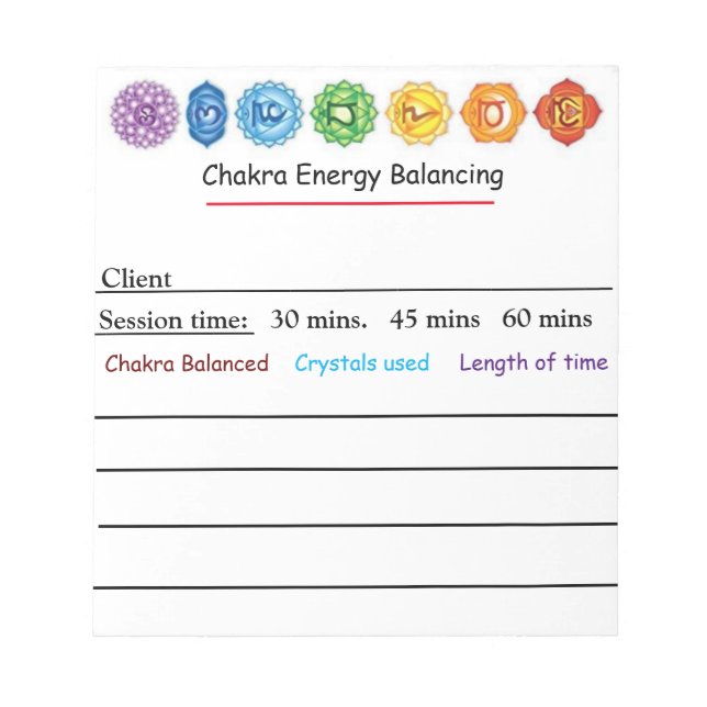 Bloc De Notas Panel de balance de chakra de cristal (Frente)