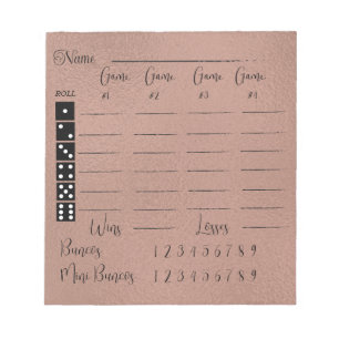 Bloc De Notas Panel de puntuación elegante para el bunco