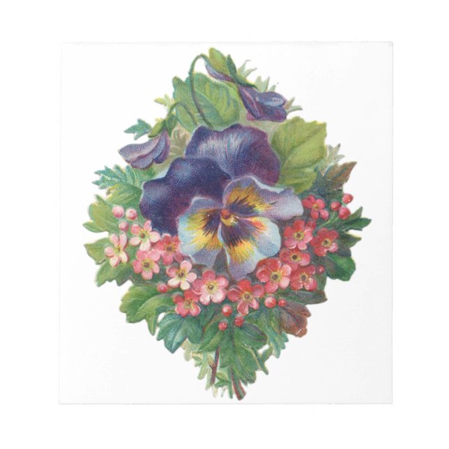 Bloc De Notas Pansy Púrpura Victoriano Bouquet para el Día de la (Frente)