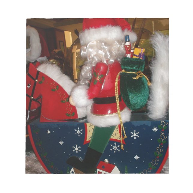 Bloc De Notas Papá Noel en un caballo con arte de nieve (Frente)