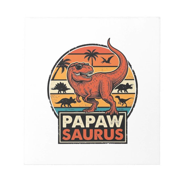 Bloc De Notas Papawsaurus Diseño Vectorial Retro Dinosaurio Atar (Frente)