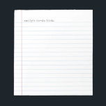 Bloc De Notas Papel de Binder Casual En Lista Para Hacer   Nombr<br><div class="desc">Este divertido diseño de bloc de notas personalizado presenta un fondo de papel encuadernador con texto rústico de máquina de escribir en negro. Excelente como una lista personalizada de hacer pero puede ser editada para tener una frase también. ¡Este bloc de notas también hace un regalo maravilloso para los niños,...</div>