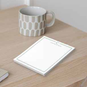 Bloc De Notas Papel de carta con borde verde oscuro Monogram Pro