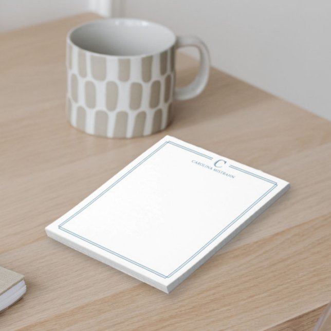 Bloc De Notas Papel de carta elegante con borde azul marino mono (Subido por el creador)