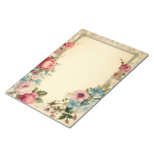Bloc De Notas Papel de carta floral vintage antiguo desgastado r