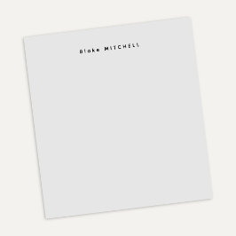 Bloc De Notas Papel de carta gris con monograma moderno simple