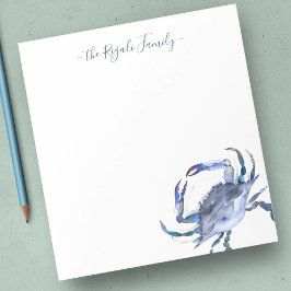 Bloc De Notas Papel de carta personalizado Cangrejo Azul Acuarel