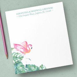 Bloc De Notas Papel de Carta Personalizado Flamingo Rosa Tropica