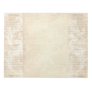 Bloc De Notas Papel de diseño hoja de música vintage crema Rubor