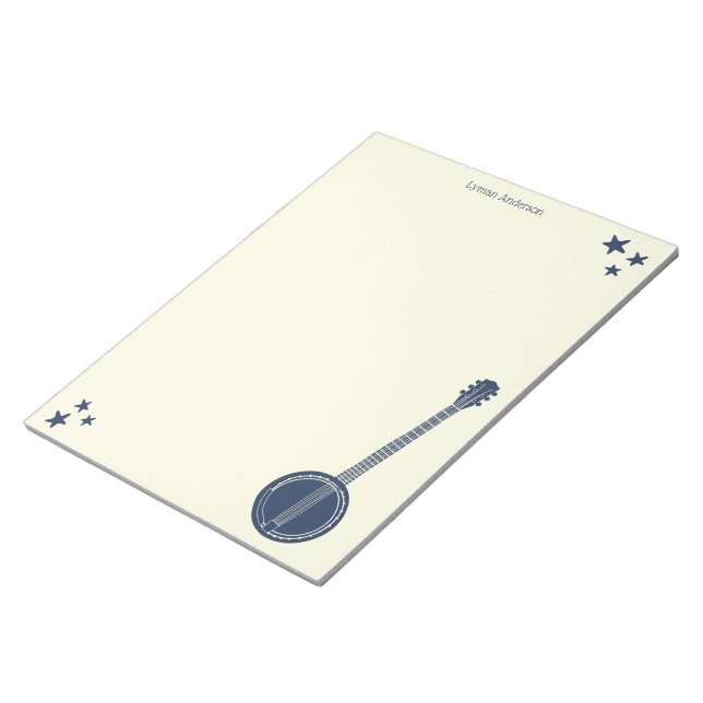Bloc De Notas Papel de escritura personalizado del Banjo azul de (Lado Derecho)
