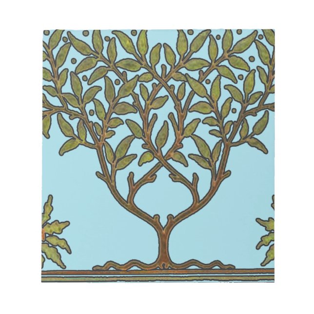 Bloc De Notas Papel de fondo floral de William Morris Tree Friez (Frente)
