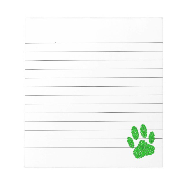 Bloc De Notas Papel de perro follaje verde lino de impresión (Frente)