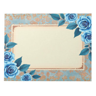 Bloc De Notas Papel de Scrapbook Floral Azul Antiguo/Bloc de Not
