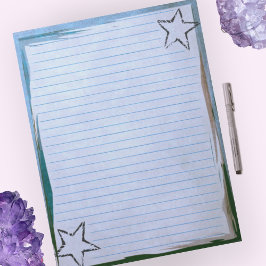Bloc De Notas Papel en blanco azul Estrellas ruidosas Moda Borde
