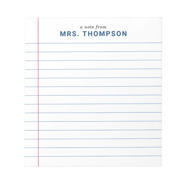 Bloc De Notas Papel en blanco para estudiantes docentes Una Nota (Frente)