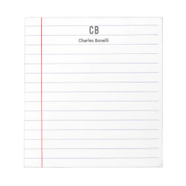 Bloc De Notas Papel Liso Minimalista Profesional con Monograma y