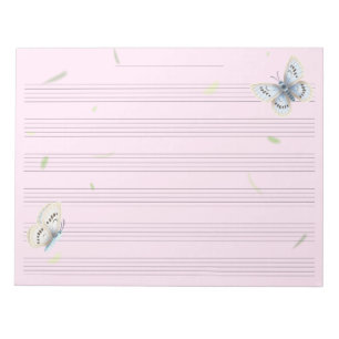 Bloc De Notas Papel Manuscrito de Música de Mariposas Soñadoras