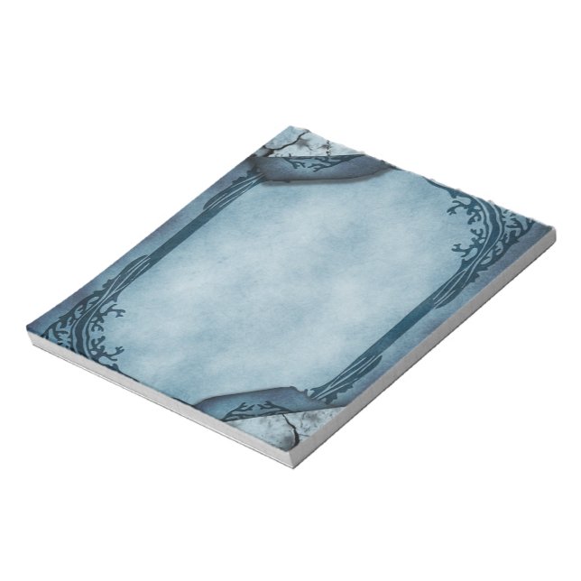 Bloc De Notas Papel membretado gótico pergamino azul (Lado Izquierdo)