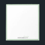 Bloc De Notas Papel Minimalista verde personalizado<br><div class="desc">Elegante diseño de nombre de tipografía minimalista moderna de color verde claro y gris oscuro,  sencillo y elegante. gran papelería profesional personalizada. Ver todas las piezas coincidentes de la colección</div>