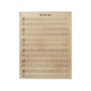 Bloc De Notas Papel musical de hoja antigua
