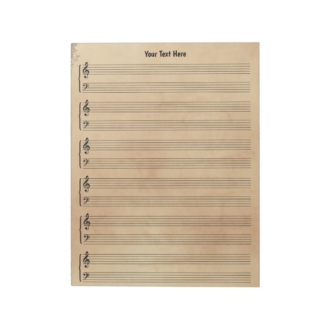 Bloc De Notas Papel musical de hoja antigua (Lado Izquierdo)