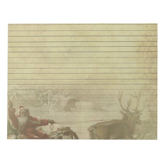 Bloc De Notas Papel para almohadilla de notas de Santa y Sleigh (Frente)