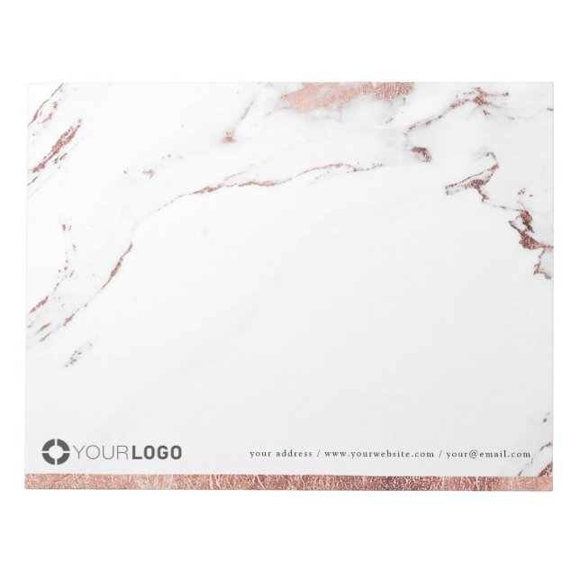 Bloc De Notas Papel personalizado de mármol de oro rosa de lujo (Frente)