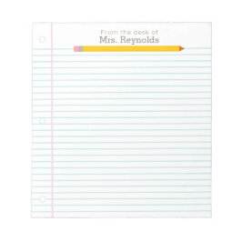 Bloc De Notas Papel portátil con lápiz del profesor